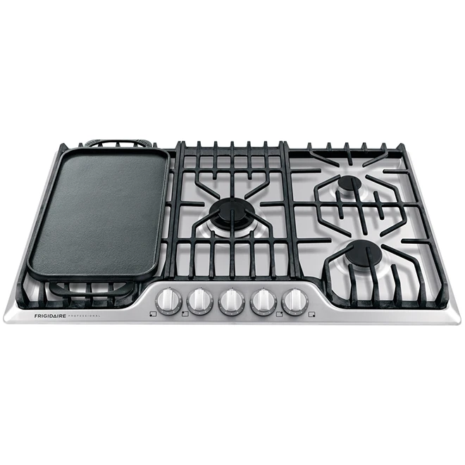 Surface De Cuisson Au Gaz Frigidaire Pro, 5 Brûleurs, 36 Po, 18 200 BTU, Acier Inoxydable 6 Surface De Cuisson Au Gaz Frigidaire Pro, 5 Brûleurs, 36 Po, 18 200 BTU, Acier Inoxydable – Image 4