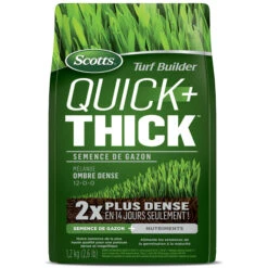 Semences à Gazon Turf Builder Quick + Thick De Scotts, Ombre Dense, 12-0-0, 1,2 Kg
