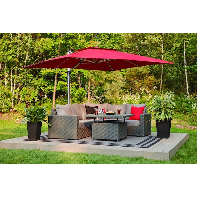 Table Basse Ajustable Dartford Par Allen + Roth, 40 Po X 20 Po, Aluminium, Osier Et Verre, Gris 6 Table Basse Ajustable Dartford Par Allen + Roth, 40 Po X 20 Po, Aluminium, Osier Et Verre, Gris – Image 4