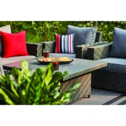 Table Basse Ajustable Dartford Par Allen + Roth, 40 Po X 20 Po, Aluminium, Osier Et Verre, Gris 11 Table Basse Ajustable Dartford Par Allen + Roth, 40 Po X 20 Po, Aluminium, Osier Et Verre, Gris -Outsunnies Boutique 20235115e L