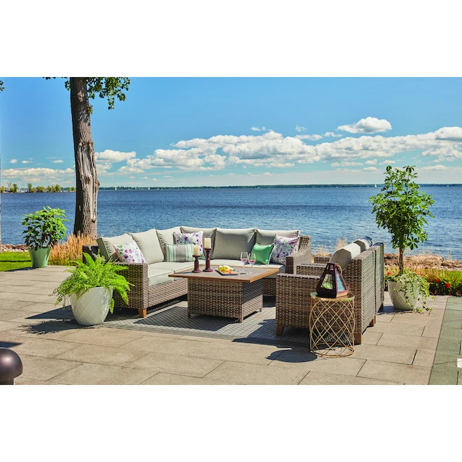 Table à Dîner D'extérieur Castlefield D' Allen + Roth, 39,37 Po X 39,37 Po, Gris Ciment 7 Table à Dîner D'extérieur Castlefield D' Allen + Roth, 39,37 Po X 39,37 Po, Gris Ciment – Image 5