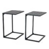 Ensemble De 2 Tables D'appoint D'extérieur Allen + Roth En Acier Noir De 20,08 Po X 26,38 Po