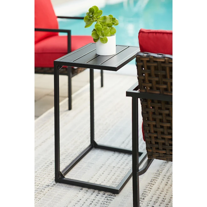 Ensemble De 2 Tables D'appoint D'extérieur Allen + Roth En Acier Noir De 20,08 Po X 26,38 Po 4 Ensemble De 2 Tables D'appoint D'extérieur Allen + Roth En Acier Noir De 20,08 Po X 26,38 Po – Image 2
