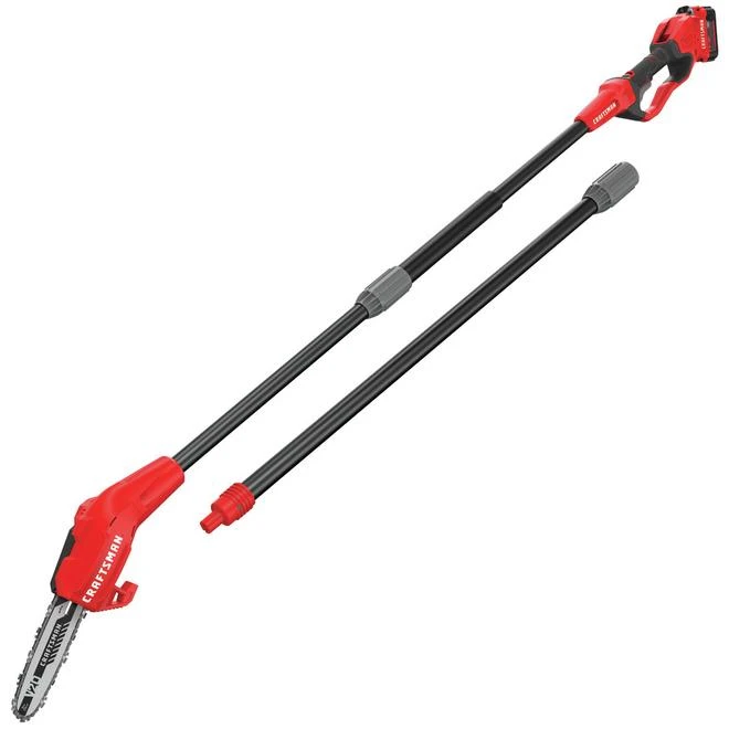 Scie à Chaîne Avec Perche Télescopique Craftsman, 20 V, 4 Ah, Rouge Et Noire 3 Scie à Chaîne Avec Perche Télescopique Craftsman, 20 V, 4 Ah, Rouge Et Noire