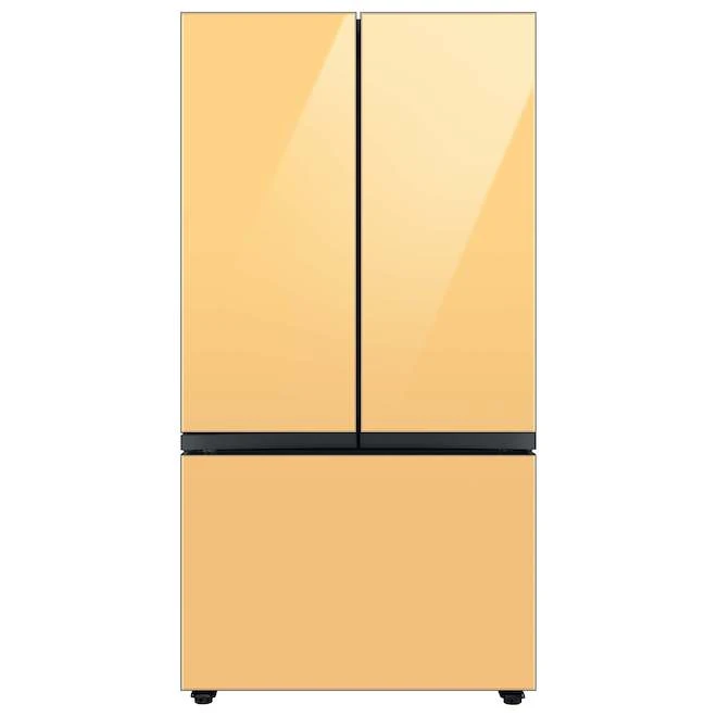 Panneau De Tiroir Congélateur De Réfrigérateur 3 Portes Bespoke De Samsung, Verre, Jaune Soleil Levant, 35,63 X 23,5 Po 5 Panneau De Tiroir Congélateur De Réfrigérateur 3 Portes Bespoke De Samsung, Verre, Jaune Soleil Levant, 35,63 X 23,5 Po – Image 3