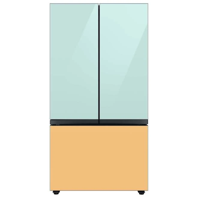 Panneau De Tiroir Congélateur De Réfrigérateur 3 Portes Bespoke De Samsung, Verre, Jaune Soleil Levant, 35,63 X 23,5 Po 6 Panneau De Tiroir Congélateur De Réfrigérateur 3 Portes Bespoke De Samsung, Verre, Jaune Soleil Levant, 35,63 X 23,5 Po – Image 4