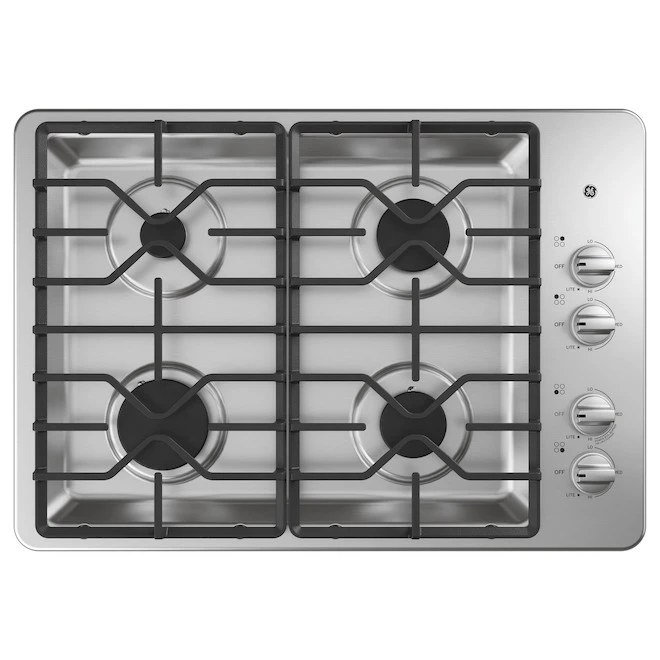 Plaque De Cuisson Encastrée GE Appliances à 4 Brûleurs, 30 Po, Acier Inoxydable 3 Plaque De Cuisson Encastrée GE Appliances à 4 Brûleurs, 30 Po, Acier Inoxydable
