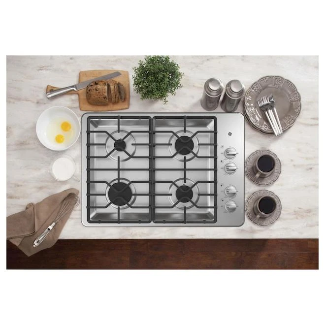 Plaque De Cuisson Encastrée GE Appliances à 4 Brûleurs, 30 Po, Acier Inoxydable 4 Plaque De Cuisson Encastrée GE Appliances à 4 Brûleurs, 30 Po, Acier Inoxydable – Image 2