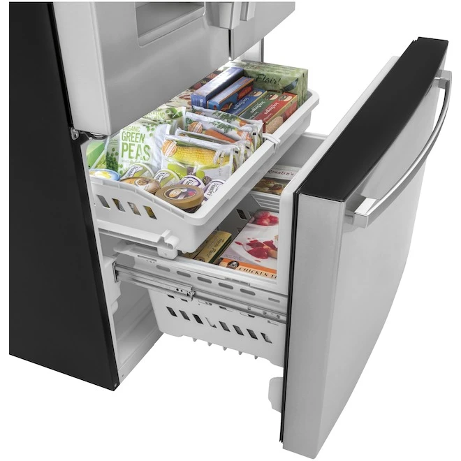 Réfrigérateur à Portes Françaises GE De 25,6 Pi³, Machine à Glaçons Et Fini En Acier Inoxydable Résistant Aux Empreintes 6 Réfrigérateur à Portes Françaises GE De 25,6 Pi³, Machine à Glaçons Et Fini En Acier Inoxydable Résistant Aux Empreintes – Image 4