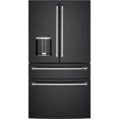 Réfrigérateur Deux Portes à Deux Tiroirs 36 Po Intelligent Café, Distributeur D'eau Et De Glace, 27,8 Pi³, Noir Mat