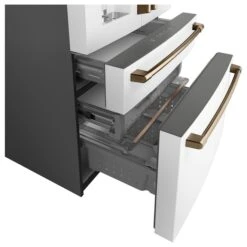 Réfrigérateur Deux Portes Profondeur Standard 27,8 Pi³ à 2 Tiroirs Café, Machine à Glace, Blanc Mat -Outsunnies Boutique 23086028c L