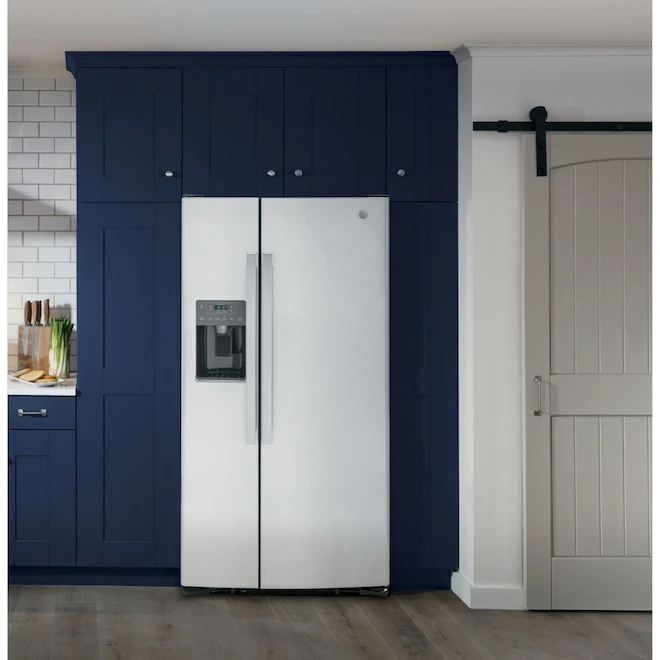 Réfrigérateur Côte-à-côtes 23 Pi³ GE Acier Inoxydable Avec Distributeur D'eau 6 Réfrigérateur Côte-à-côtes 23 Pi³ GE Acier Inoxydable Avec Distributeur D'eau – Image 4