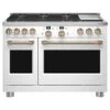 Cuisinière Commerciale Biénergie 48 Po Intelligente Avec Friteuse à Air Sans Préchauffage Café, Blanc Mat, Deux Fours -Outsunnies Boutique 23086102 L