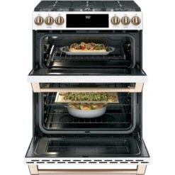 Cuisinière Biénergie 30 Po Encastrée à Deux Fours Café, Friteuse à Air Sans Préchauffage, Blanc Mat -Outsunnies Boutique 23086104c L