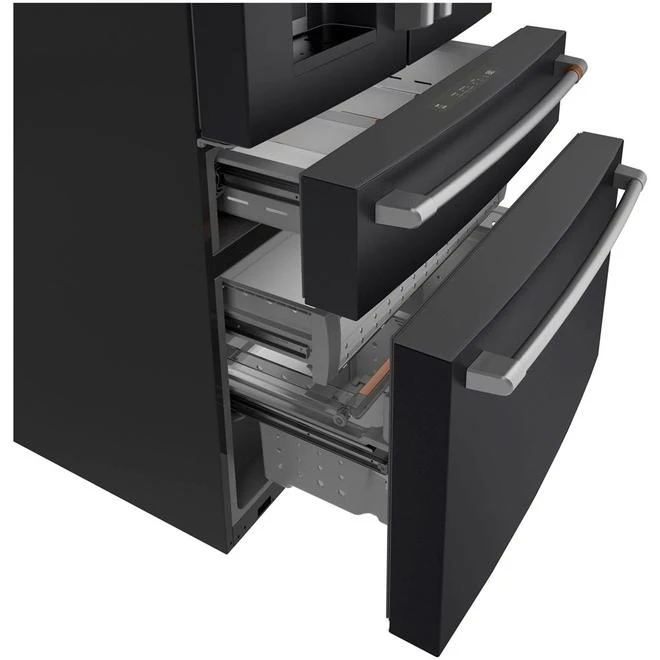 Réfrigérateur Deux Portes à 2 Tiroirs Et Congélateur Inférieur Noir Mat 36 Po Café, Distributeur Externe D'eau Filtrée 5 Réfrigérateur Deux Portes à 2 Tiroirs Et Congélateur Inférieur Noir Mat 36 Po Café, Distributeur Externe D'eau Filtrée – Image 3