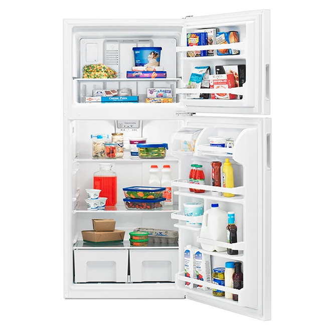 Réfrigérateur à Congélateur Supérieur Amana, 30 Po, Porte Résversible 18,2 Pi³, Acier Inoxydable 4 Réfrigérateur à Congélateur Supérieur Amana, 30 Po, Porte Résversible 18,2 Pi³, Acier Inoxydable – Image 2