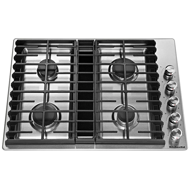 Surface De Cuisson Au Gaz KitchenAid, évacuation Descendante, 4 Brûleurs, 30 Po, Acier Inoxydable 3 Surface De Cuisson Au Gaz KitchenAid, évacuation Descendante, 4 Brûleurs, 30 Po, Acier Inoxydable