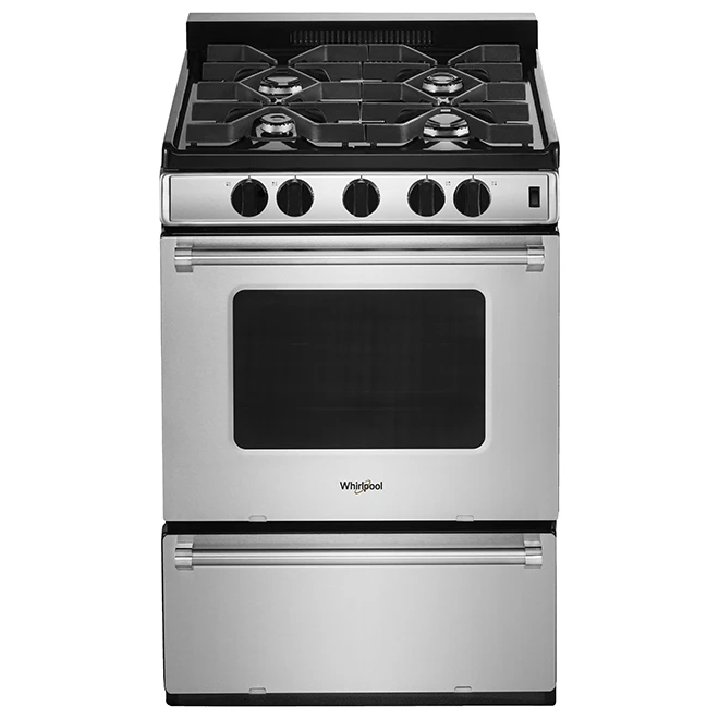 Cuisinière Au Gaz Autoportante Whirlpool, 24", 3 Pi³, Inox 3 Cuisinière Au Gaz Autoportante Whirlpool, 24", 3 Pi³, Inox