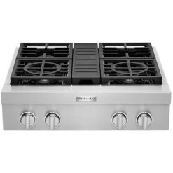 KitchenAid Table De Cuisson Encastrée à Gaz, 4 Brûleurs, 30po, Inox