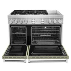 Cuisinière Biénergie Autoportante KitchenAid, Surface De Cuisson En Acier émaillé, Crème D'avocat, 48 Po, 6,3 Pi³ -Outsunnies Boutique 30006470e L