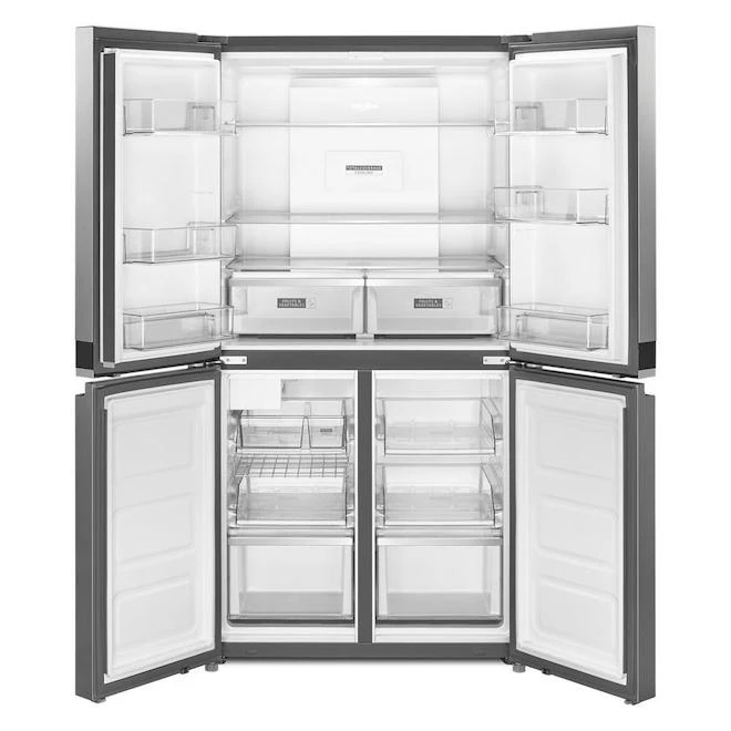 Réfrigérateur 4 Portes à Congélateur Inférieur De Whirlpool, Profondeur Comptoir, 36 Po, 19,4 Pi³, Acier Inoxydable 5 Réfrigérateur 4 Portes à Congélateur Inférieur De Whirlpool, Profondeur Comptoir, 36 Po, 19,4 Pi³, Acier Inoxydable – Image 3
