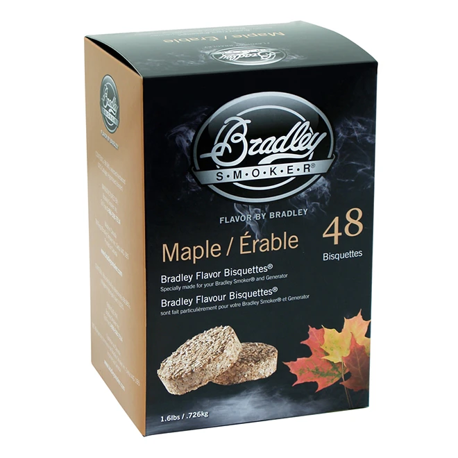Briquettes De Bois Bradley Pour Fumoir, Bois D'érable, Paquet De 48 3 Briquettes De Bois Bradley Pour Fumoir, Bois D'érable, Paquet De 48