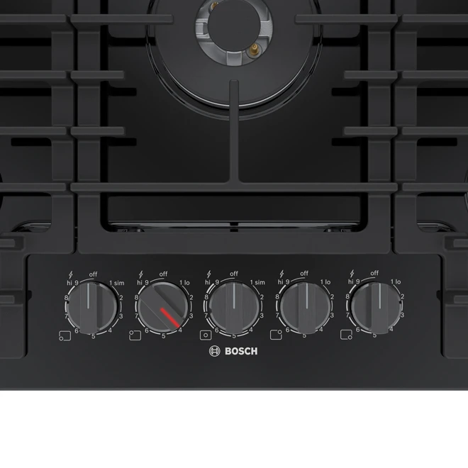 Surface De Cuisson Au Gaz De 30 Po Série 800 De Bosch, 5 Brûleurs, Porcelaine Noire 4 Surface De Cuisson Au Gaz De 30 Po Série 800 De Bosch, 5 Brûleurs, Porcelaine Noire – Image 2