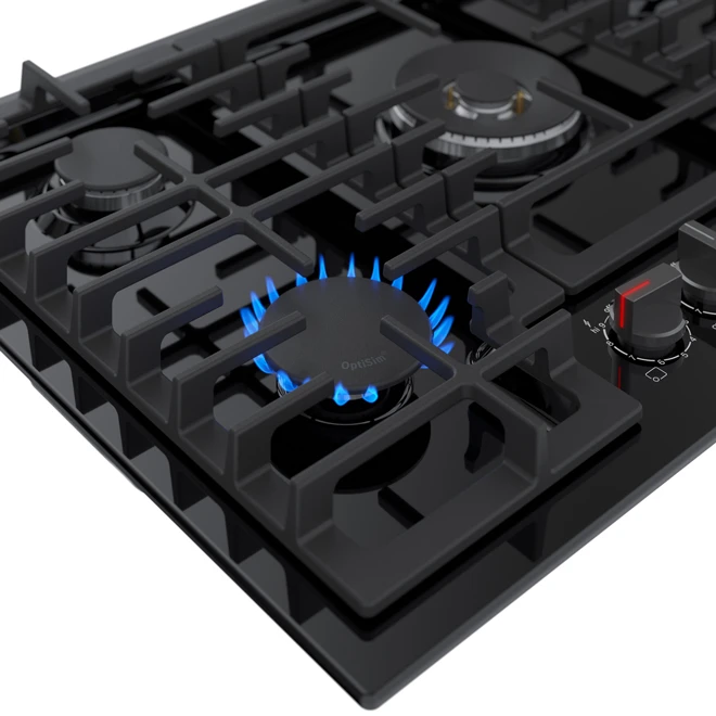 Surface De Cuisson Au Gaz De 30 Po Série 800 De Bosch, 5 Brûleurs, Porcelaine Noire 5 Surface De Cuisson Au Gaz De 30 Po Série 800 De Bosch, 5 Brûleurs, Porcelaine Noire – Image 3