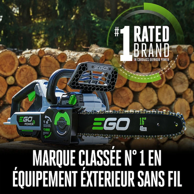 Scie à Chaîne De 16 Po Sans-fil Et Sans Balai EGO POWER+, 40 Cm³, Comprend Chargeur Et Batterie 56 V 4,0 Ah 5 Scie à Chaîne De 16 Po Sans-fil Et Sans Balai EGO POWER+, 40 Cm³, Comprend Chargeur Et Batterie 56 V 4,0 Ah – Image 3