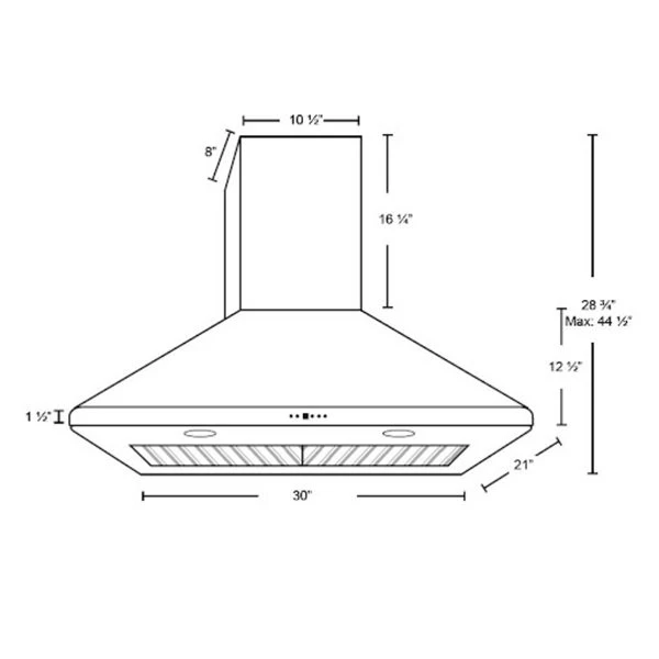 Hotte Murale Avec Filtre à Chicanes, 480 PCM, 30" 5 Hotte Murale Avec Filtre à Chicanes, 480 PCM, 30" – Image 3