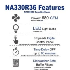 Hotte Sous-armoire Cyclone, 580 PCM, 36", Acier Inoxydable -Outsunnies Boutique 330008673 AlternateImage3 l