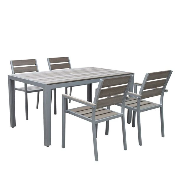 Ensemble Repas Gallant Pour La Terrasse, Gris, 5 Pièces De CorLiving 3 Ensemble Repas Gallant Pour La Terrasse, Gris, 5 Pièces De CorLiving