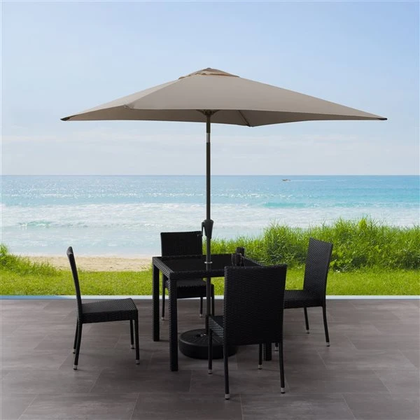 CorLiving Parasol De Patio Inclinable Carré De 9 Pieds En Gris Sable 5 CorLiving Parasol De Patio Inclinable Carré De 9 Pieds En Gris Sable – Image 3