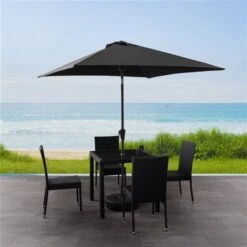 CorLiving Parasol De Patio Inclinable Carré De 9 Pieds En Noir -Outsunnies Boutique 330608059 AlternateImage2 l