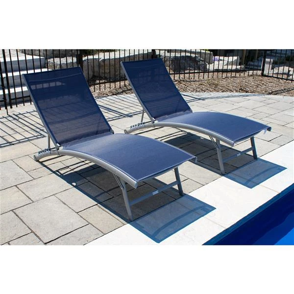 Chaises Longues Clearwater En Aluminium, Marine, 2 Mcx 3 Chaises Longues Clearwater En Aluminium, Marine, 2 Mcx