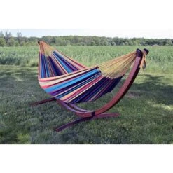 Hamac De Coton Double Avec Base En Pin, Tropical, 8'