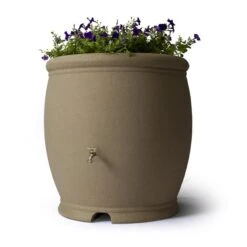 Baril De Pluie Décoratif Barcelona, 100 Gallons, Grès