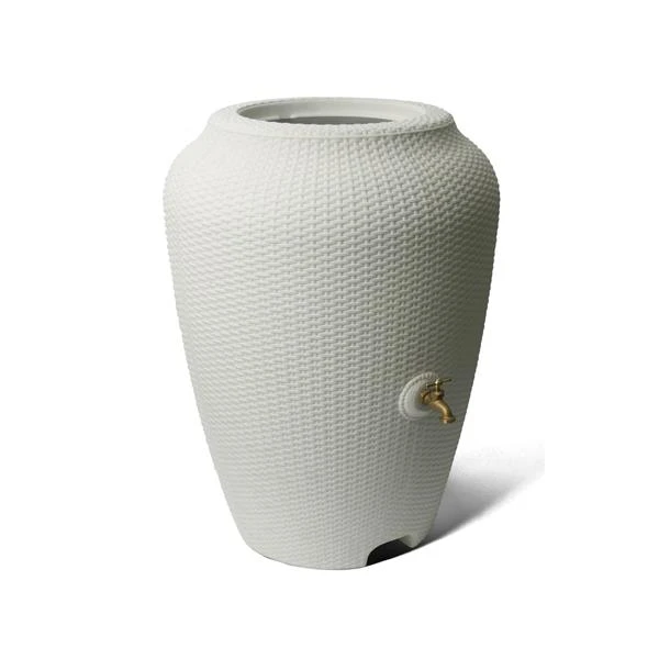 Baril De Pluie Décoratif Wicker, 50 Gallons, Blanc 3 Baril De Pluie Décoratif Wicker, 50 Gallons, Blanc