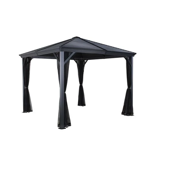 Abri-soleil En Aluminium «Ventura», 8' X 8 ', Gris Foncé 3 Abri-soleil En Aluminium «Ventura», 8' X 8 ', Gris Foncé