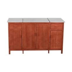 Meuble De Service Avec Glacière, 60'' X 30'', Bois, Brun