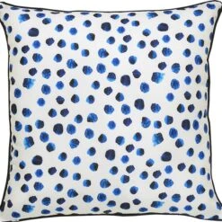 Coussin Extérieur à Pois Lustra, 22", Polyester, Blanc