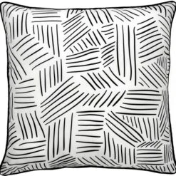 Coussin Extérieur à Chevrons Winston, 22", Polyester, Blanc