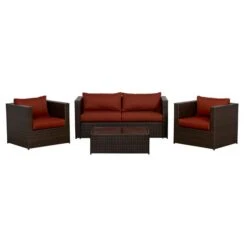 Ensemble De Patio Avec Chaises Club Palisades, Rouge, 4 Mcx