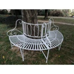 Banc De Jardin Autour D'un Arbre, Blanc, 69"