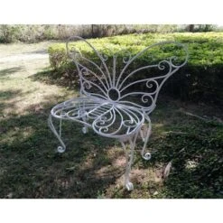 Chaise De Jardin En Métal, Papillon, Blanc -Outsunnies Boutique 330685665 AlternateImage1 l