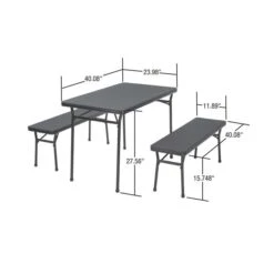 Ensemble 3 Pièces De Table Et 2 Bancs Cosco, Mauve -Outsunnies Boutique 330688348 AlternateImage3 l