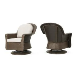 Fauteuil Pivotant Roderick En Osier Brun De Best Selling Home Decor, Ens. De 2