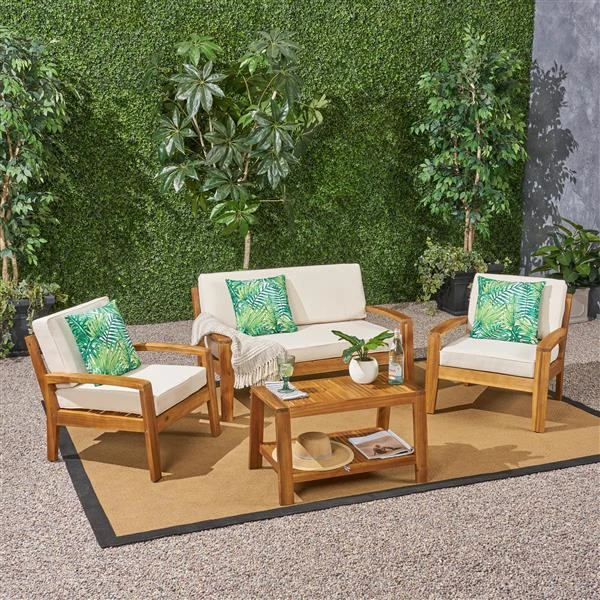 Ensemble De Patio Rosetta De Best Selling Home Decor, Crème, Ens. De 4 4 Ensemble De Patio Rosetta De Best Selling Home Decor, Crème, Ens. De 4 – Image 2