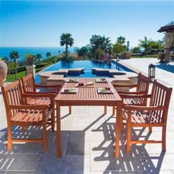 Ensemble De Table De Plein Air En Bois Malibu De Vifah, 5 Mcx -Outsunnies Boutique 330705035 AlternateImage2 l