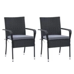 Ensemble De Fauteuils Empilables Parksville De CorLiving, Fini Noir, 2 Pièces